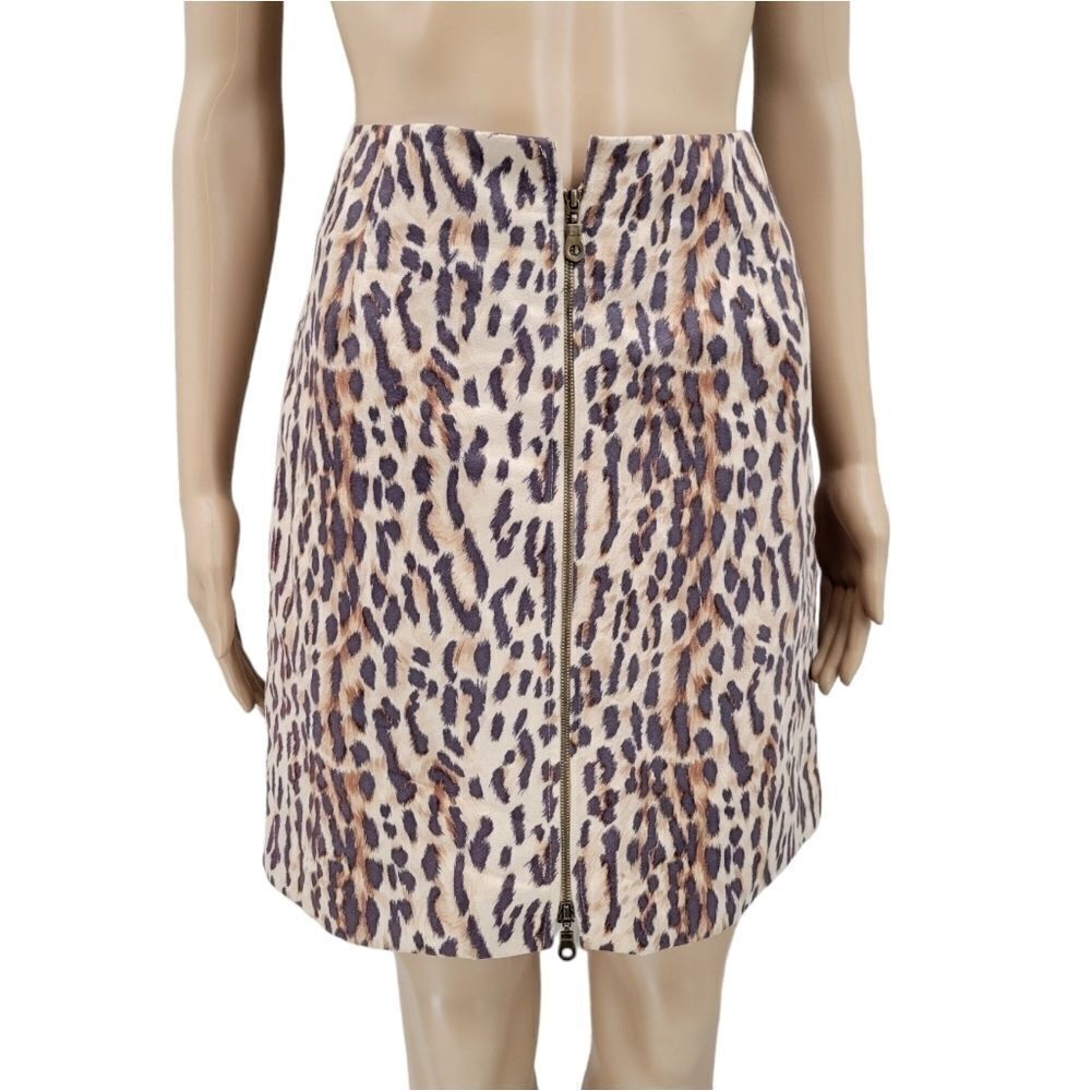 Sharon Endick Kate Vintage Faux Suede Double Zipper Leopard Print Midi Skirt
